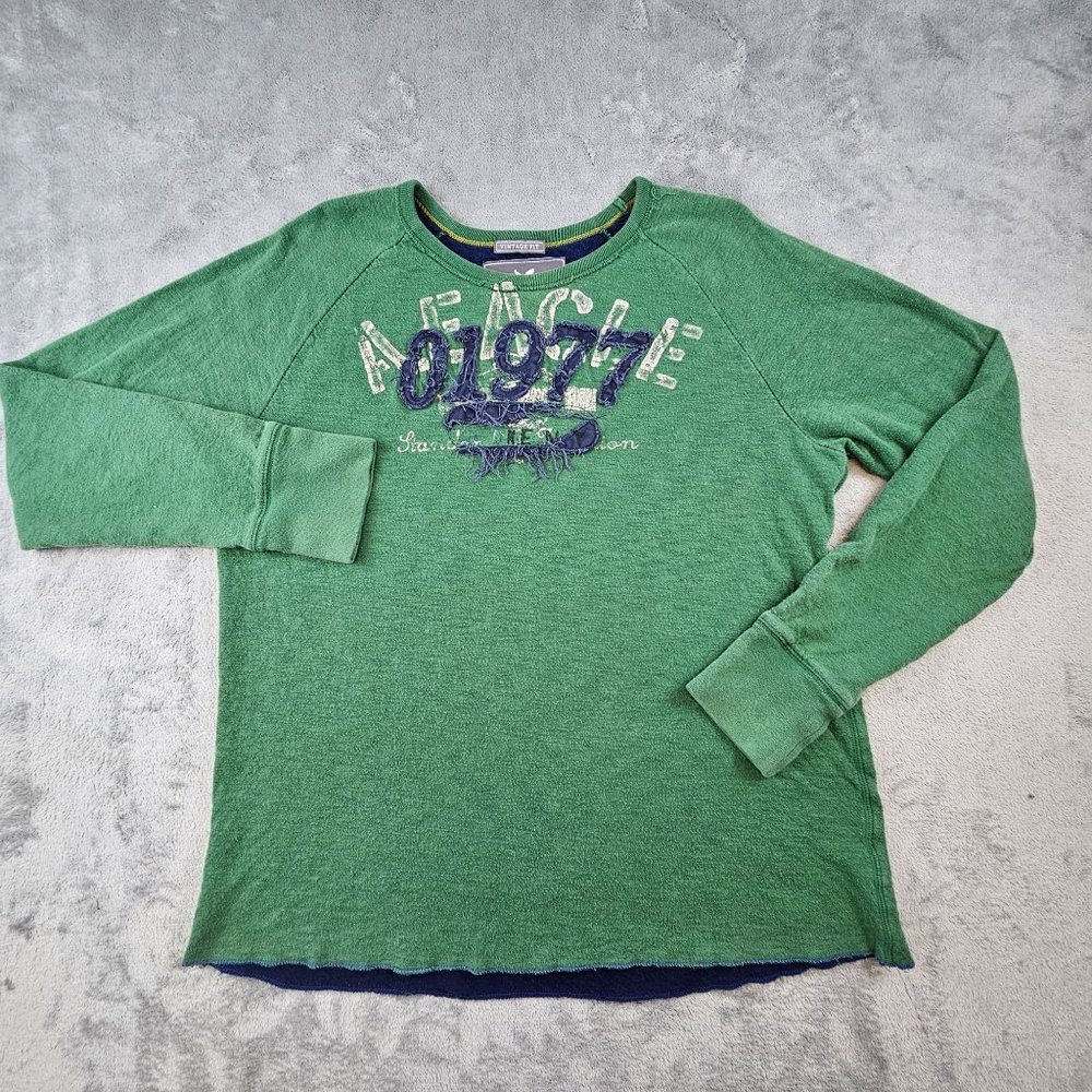 American Eagle Shirt‎ Women's XLT Vintage Fit Green Front Logo Casual Pullover